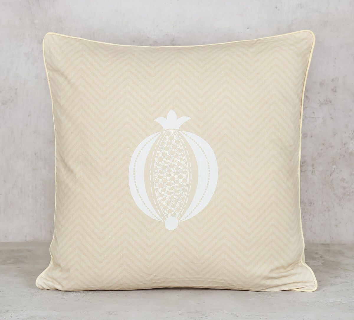 India Circus Sandy Chevron - Cotton Poplin Cushion Cover- 12 X 12 Inch