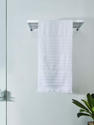 DDECOR - Ecosoft Collection 100% Cotton Bomboo Plains And Textures Pattern 500TC Bath Towel |75 CM X 150 CM| - White