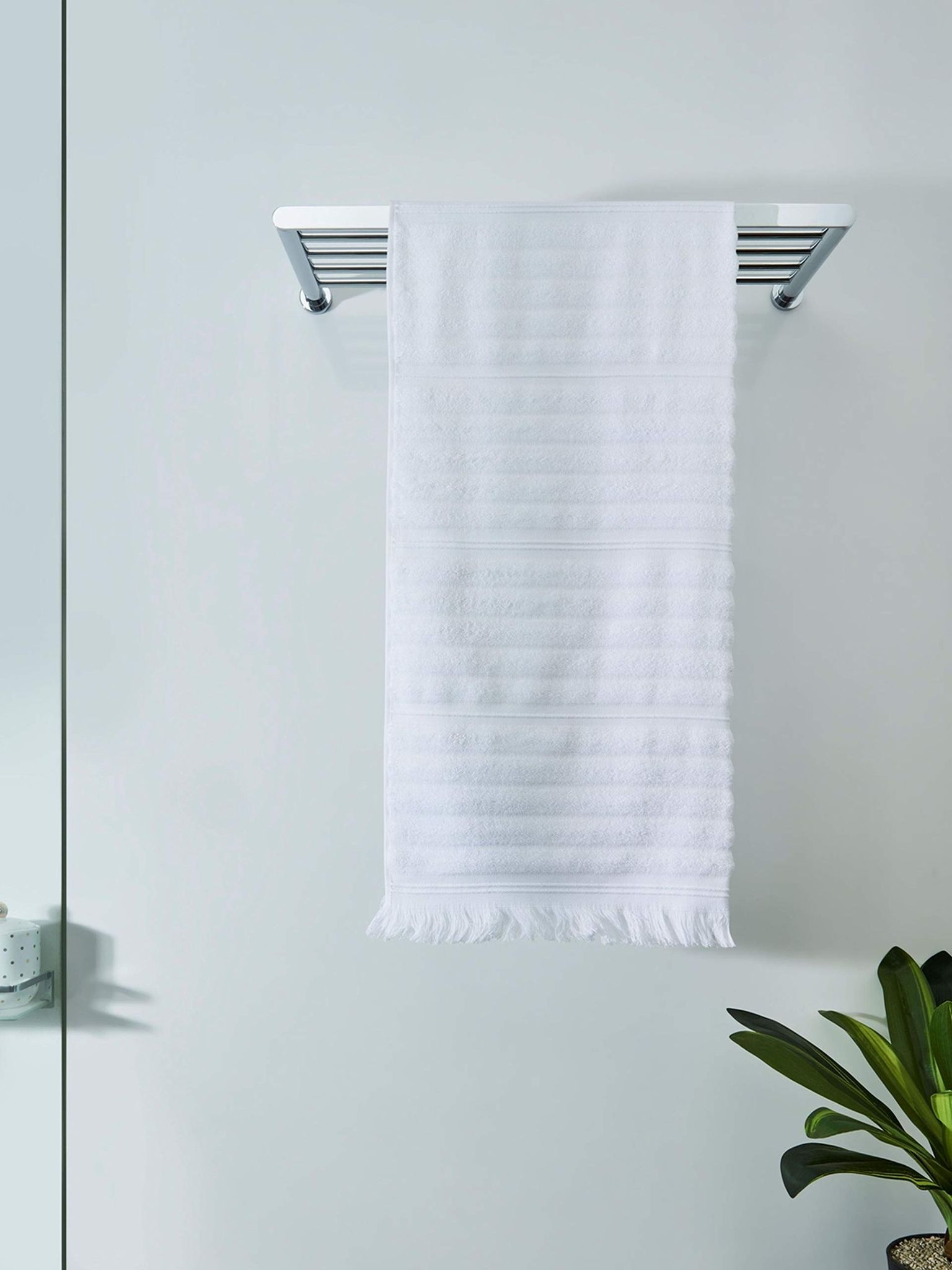 DDECOR - Ecosoft Collection 100% Cotton Bomboo Plains And Textures Pattern 500TC Bath Towel |75 CM X 150 CM| - White