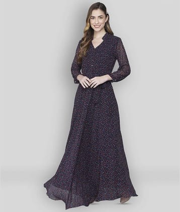 Rudrakriti Women Georgette Printed A-line Dress ( Multi Color )