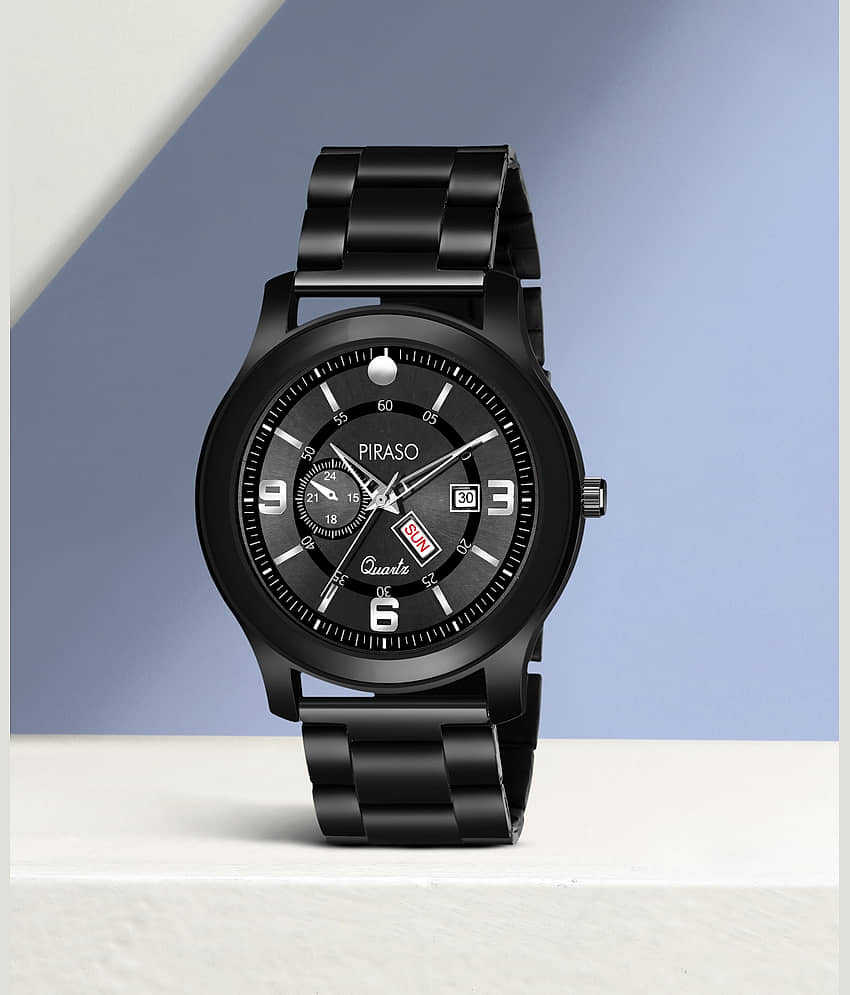 PIRASO Black Stainless Steel Analog Men's Watch