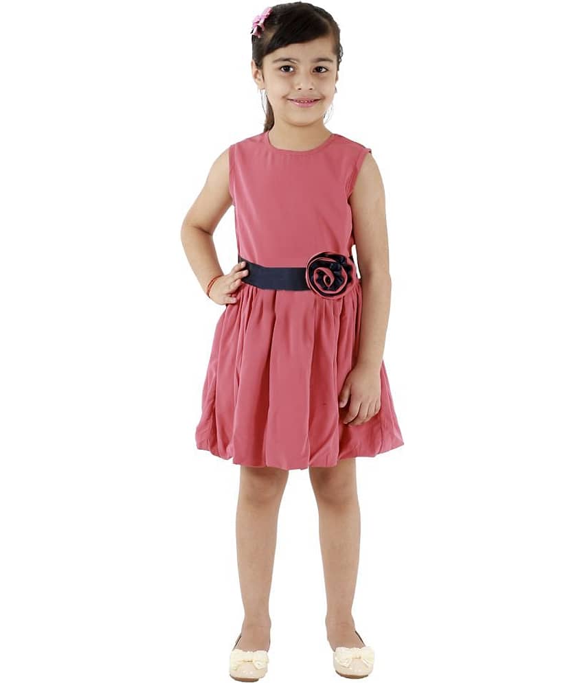 Kids Cave Crepe A-line For Girls ( Pack of 1 , Pink )