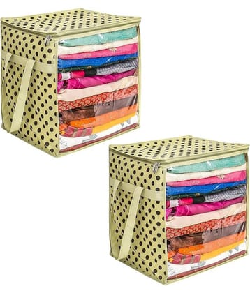 PrettyKrafts XL Saree Cover/sari organizer with handles and transparent front (15 * 12 * 15 In), Pack of 2