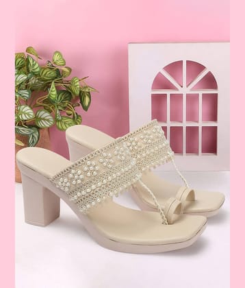Aroom Cream Women's Sandal Heels