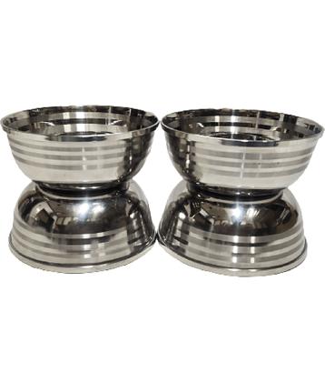 Dynore Sabji Bowls 4 Ps Stainless Steel Plain Vegetable Bowl 9 cm ( Set of 4 ) Silver