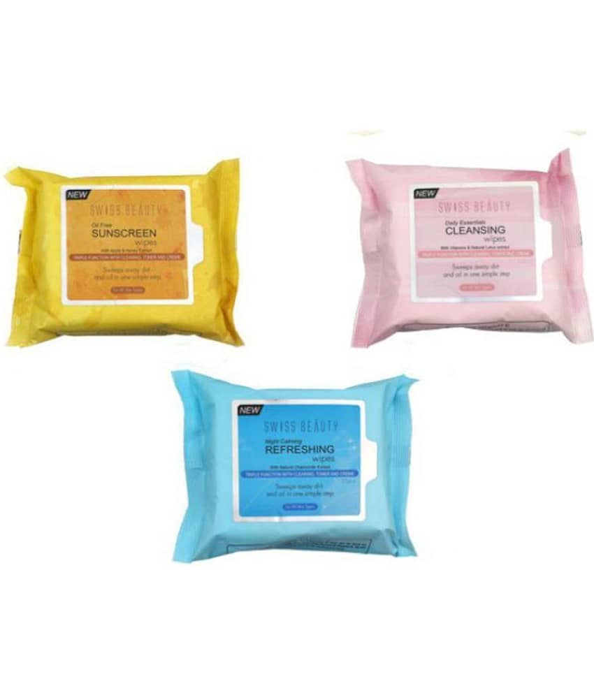 Swiss Beauty Gentel Clean Moisturizing Wipes Pack of 3, 25wipes in each pack