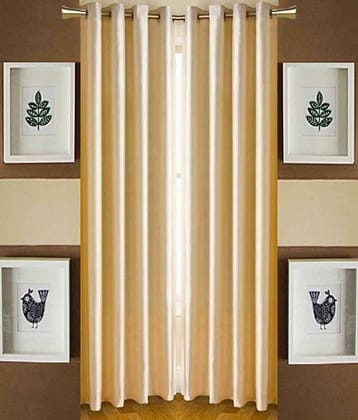 Panipat Textile Hub Solid Semi-Transparent Eyelet Door Curtain 7 ft Pack of 2 -Beige