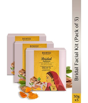 Richfeel Bridal Radiance 3 Times Use Facial Kit For Normal Skin Saffron 3 ( Pack of 3 )