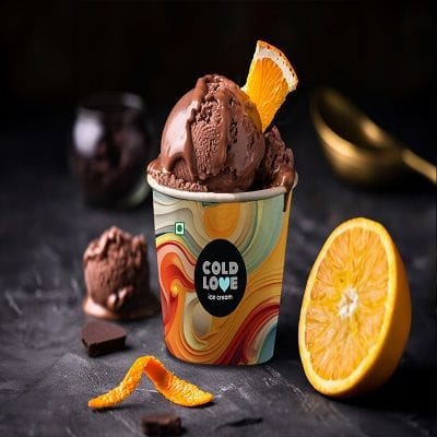Dark Chocolate And Orange Ice Cream [1 Cup, 120 Ml]
