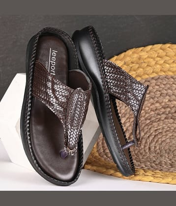 Leeport Black Men's Thong Flip Flop