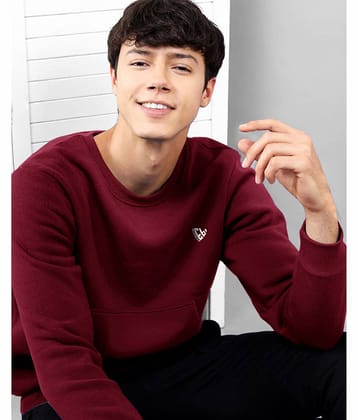 Eyebogler Fleece Round Neck Men's Sweatshirt - Maroon ( Pack of 1 )