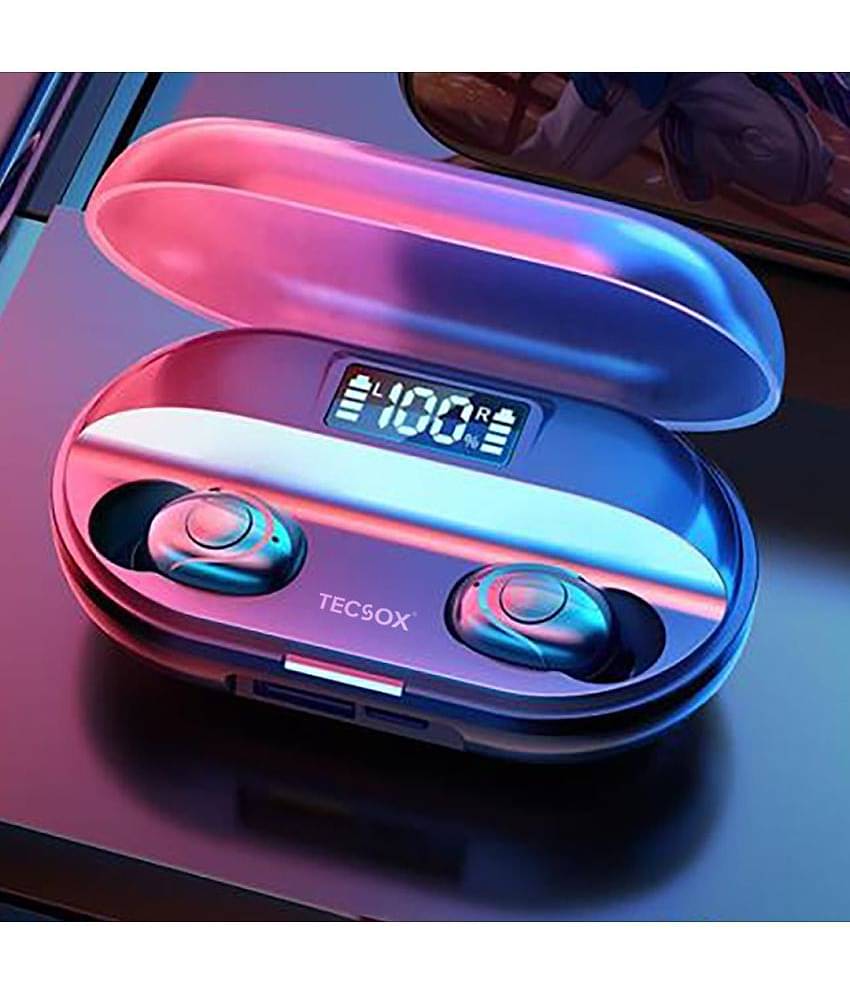 Tecsox PowerHouse  Earbud In Ear Bluetooth Earphone 45 Hours Playback Bluetooth IPX5(Splash Proof) Powerfull Bass -Bluetooth V 5.1 Black