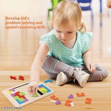 Tangram Puzzle Brain Teaser Toy - Classic Wooden Geometric Shapes Jigsaw Puzzle for Kids and Adults