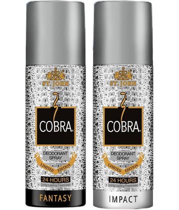 St. John Cobra Impact & Sensual 150ml Each Deodorant Spray for Men 150 ml ( Pack of 2 )