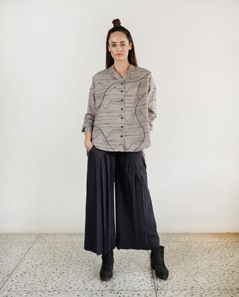 Shadow grey pleated pants-XS