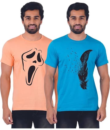 ferocious Pack of 2 Cotton Regular Fit Men's T-Shirt ( Orange )
