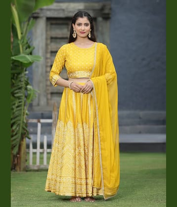 Juniper Yellow Shantoon Straight Stitched Lehenga