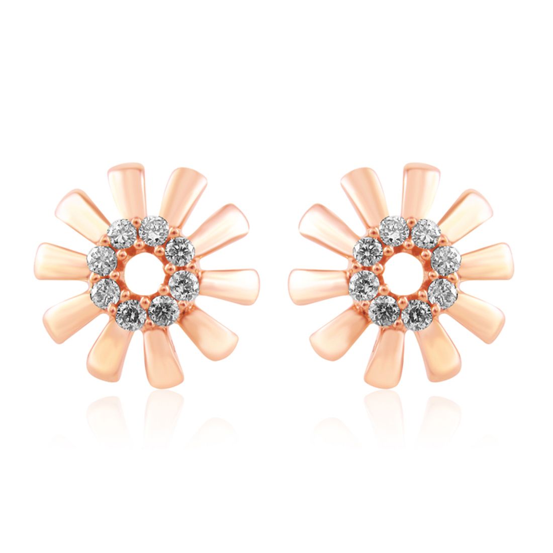 Senco Gold Rosy Sunflower Kids Diamond Studs (1.7 gram / 0.12 Ct / HI-SI / 18K Rose Gold)