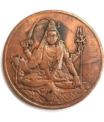 East India Company UK 1 Anna Indian God Shiva Ji Year 1818 Weight 50 Gram Big Copper Coin