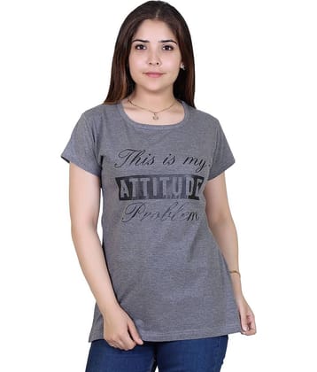 Ogarti Women Cotton Blend Printed Regular Fit Round Neck T-Shirt ( Black )