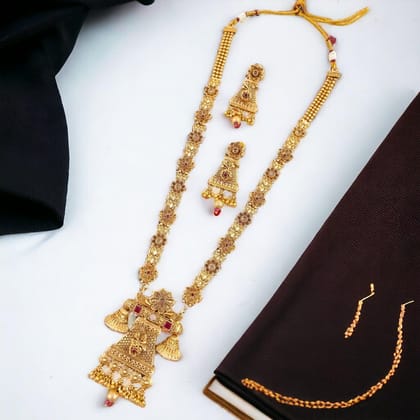 Traditional Brass Copper Jewellery Set With Earrings