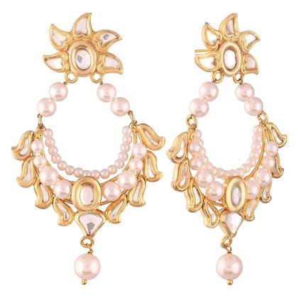 Gold Plated Traditional Ethnic Kundan Chaandbali Earrings fo