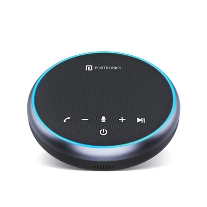 Portronics Talk One Noise Cancellation Conference Speaker with 5M Microphone Coverage, 360° Voice Coverage for Zoom, Skype, Meet, Webinar, Conference Calls (Black)