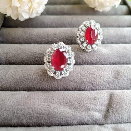 VS Sterling Silver Studs 1317-Red