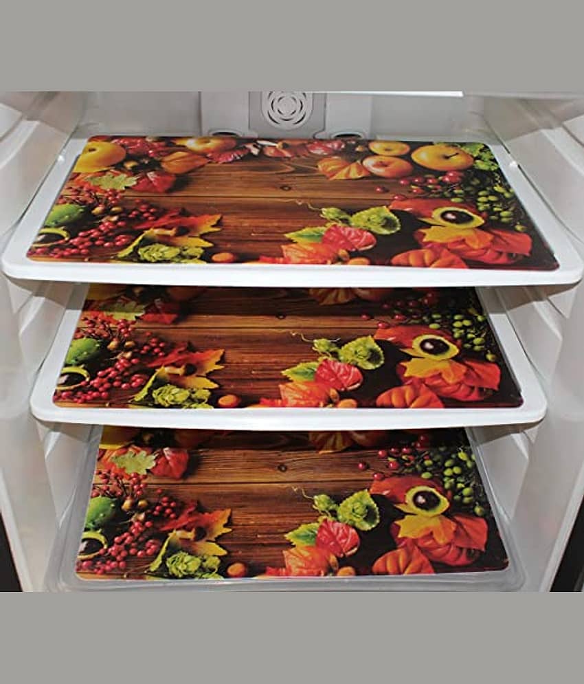 Revexo - PVC Multicolor Fridge Mats ( Pack of 3 )