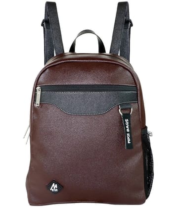 MIKE 13 Ltrs Brown Leather College Bag - Brown