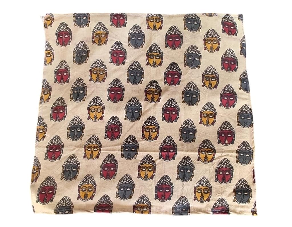 KALANKARI Blue Paisley Print Cotton Bandana with Ruffle Edge