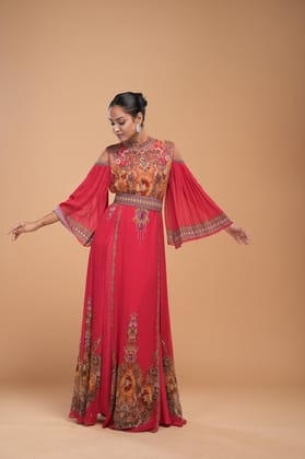 Red Color Kaftan-XS