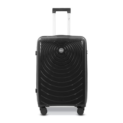 SKYCARRY | Orbital Trolley Bag Single Medium M24 | Durable Hard Shell | TSA Type Lock | Spinner Luggage | 360 Disc Spinner Wheels | Travel Suitcase (24, Jet Black, Medium)