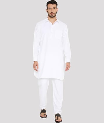 Maharaja - White Blended Fabric Regular Fit Men's Pathani Suit ( Pack of 1 )