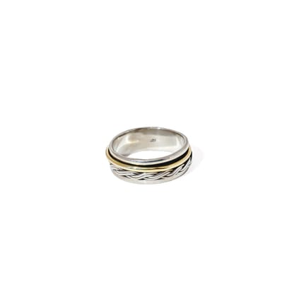 Gold Cascade Braid Fluid | 925 Silver Ring for Women & Men-16