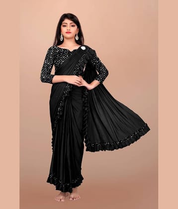 JULEE Lycra Saree For Girls ( Black , Pack of 1 )
