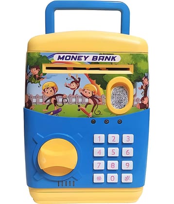 RAINBOW RIDERS ATM Money Safe Bank For Kids with Finger Print Sensor Piggy Savings Bank with Electronic Lock, For  Girls & Boys Age 2, 3, 4, 5, 6, 7, 8 Plastic Battery Operated Toy Multicolour Options Are Available