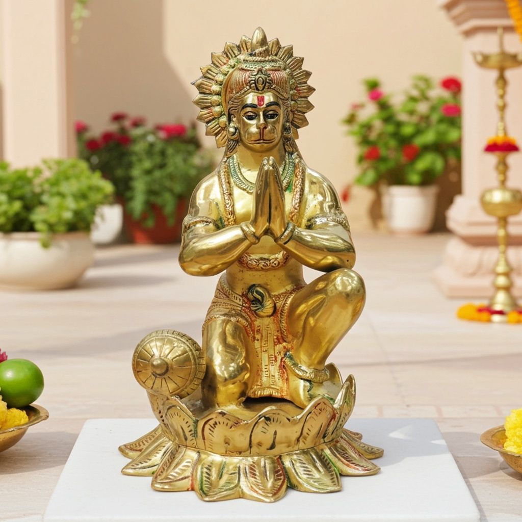 Brass Hanuman Ji Idol Statue - Devotional Gift Item, Height : 15 Inch (BSMAS1419 H)