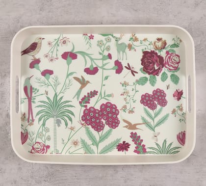 India Circus Grey Floral Galore Rectangle Small Bamboo Tray