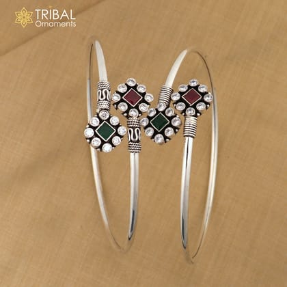 925 sterling silver white stone customized foot bracelet anklet kada  ethnic jewelry nsfk138