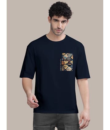 BULLMER Pack of 1 Cotton Blend Oversized Fit Men's T-Shirt ( Black )