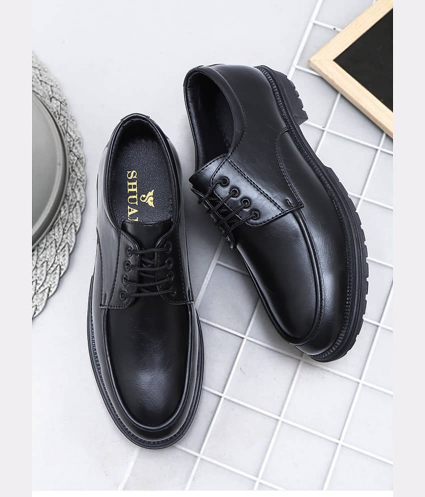 SHUAN Black Men's Derby Formal Shoes