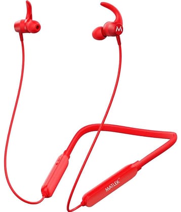 Matlek Bluetooth Earphones In Ear Bluetooth Earphone 15 Hours Playback Bluetooth IPX5(Splash Proof) Powerfull Bass -Bluetooth V 5.1 Red