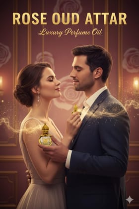 Rose Oud Attar (12ml) | Oud-e-Gulab | Long Lasting Arabic Rose & Oud Fragrance Oil for Men & Women | Alcohol-Free Fabric Use Traditional Attar by LinBerlin