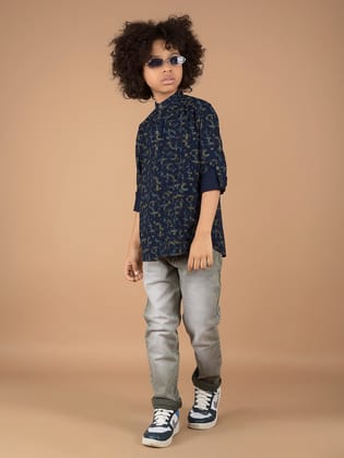 Olive Printed 100% Cotton Kurta-15-16Y / Olive