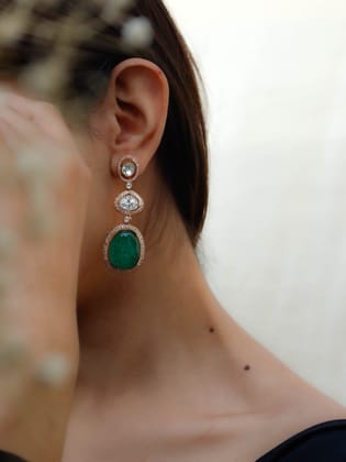 Amy Green Polki Earrings-Green