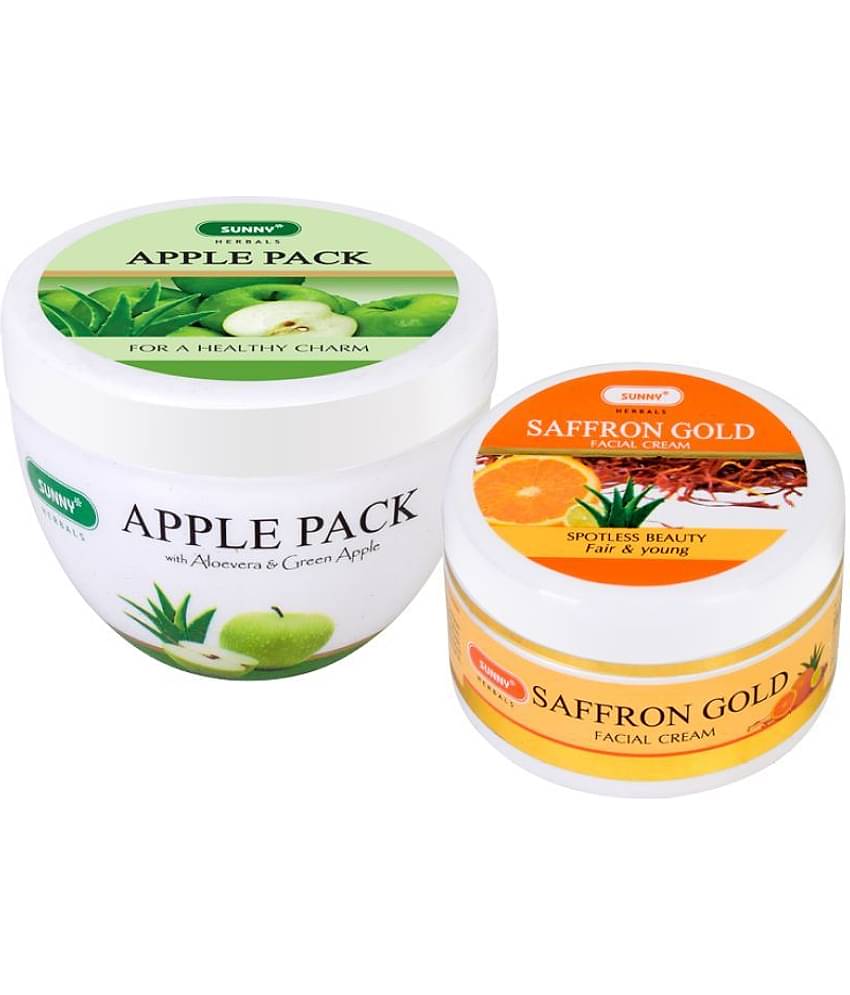 SUNNY HERBALS Saffron Gold Facial Cream 100 gm & Apple Face Pack Masks 150 gm