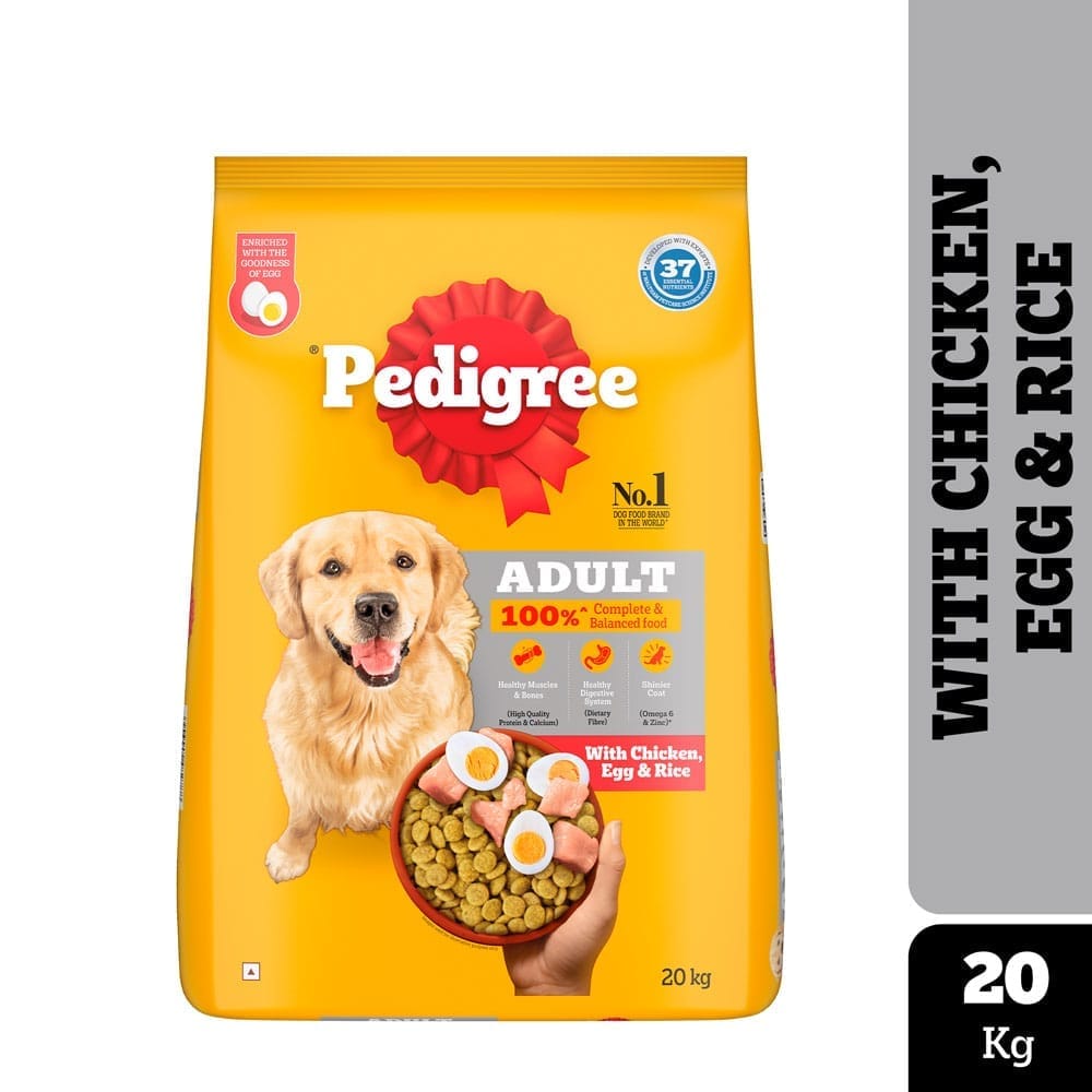Pedigree Chicken, Egg &amp; Rice Adult Dry Dog Food 20kg