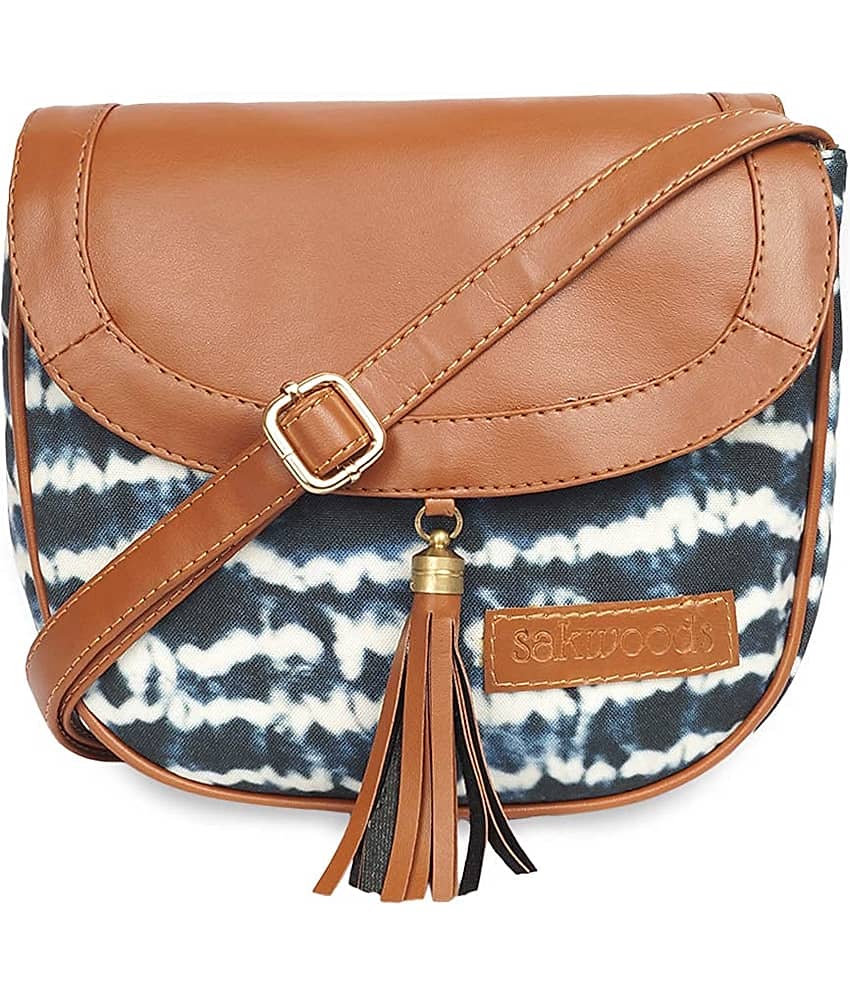 Lychee Bags Sling Bag Canvas Set of 1 ( Blue )