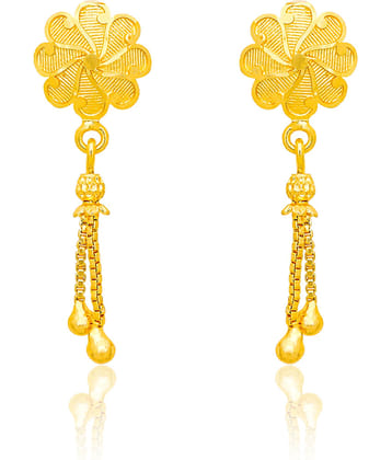 LUV FASHION Golden Stud Earrings ( Pack of 1 )